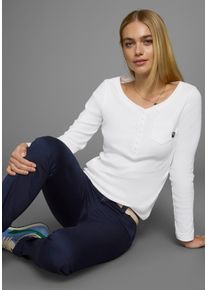 Langarmshirt Arizona, Damen, Gr. 48/50, wei&szlig;, Obermaterial: 100% Baumwolle, unifarben, Basic, sehr figurbetont, Rundhals, ohne B&uuml;ndchen, Shirts Langarmshirt, sehr figurbetonter Schnitt, unifarben, Rundhalsausschnitt