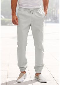 Jogger Pants John Devin "Jogg Pants", Damen, Gr. S (44/46), N-Gr, grau (hellgrau), Web, Obermaterial: 97% Baumwolle, 3% Elasthan, unifarben, bequem lang, Hosen Jogger Pants, aus elastischer Baumwoll-Qualit&auml;t, Topseller