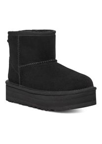 UGG Australia Plateaustiefel UGG "KIDS' CLASSIC MINI PLATFORM", Damen, Gr. 13 (31), schwarz, Veloursleder, Schuhe Plateaustiefel, Winterboots, Plateau Boots, Schlupfstiefel mit Warmfutter