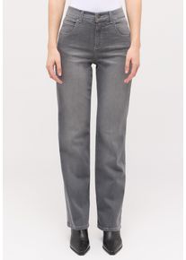 Stretch-Jeans Angels "LARA", Damen, Gr. 38, L&auml;nge 28, grau (mid grau used), Denim/Jeans, Obermaterial: 92% Baumwolle, 6% Polyester, 2% Elasthan, weit lang, Jeans Stretch-Jeans, weite Passform, aus Baumwollmischung, mit Metallrei&szlig;verschluss