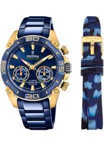 Chronograph Festina "Chrono Bike 2021 - Special Edition Connected", blau (dunkelblau, goldfarben), Armbanduhren, Herren, Chronograph, Armbanduhr, Quarzuhr, Herrenuhr, Stoppfunktion, ideal als Geschenk
