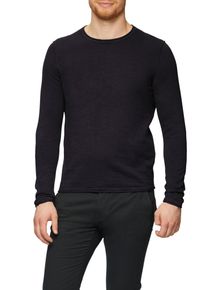 Rundhalspullover s.Oliver, Herren, Gr. L, lila (aubergine), Obermaterial: 100% Baumwolle, unifarben, regular fit taillenbedeckt, Rundhals, gerader Abschluss, Pullover Rundhalspullover, mit Rundhalsausschnitt