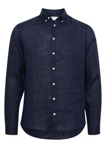 Langarmhemd Casual Friday "Langarmhemd CFAnton", Damen, Gr. XXL, N-Gr, blau (navy blazer), Obermaterial: 100% Leinen LI., Hemden Langarmhemd