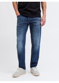 Jack & Jones Tapered-fit-Jeans JACK & JONES "JJIMIKE JJCADE GE 632 NOOS", Herren, Gr. 31, L&auml;nge 32, blau denim, Denim/Jeans, Obermaterial: 98% Baumwolle, 2% Elasthan, unifarben, bequem kn&ouml;chellang, Jeans Tapered-fit-Jeans