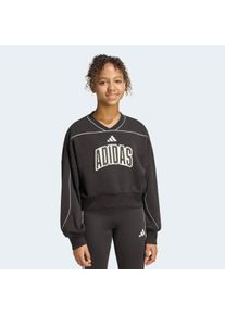 Sweatshirt adidas Sportswear "STADIUM", M&auml;dchen, Gr. 128, schwarz, sanftes wei&szlig;, Obermaterial: 70% Baumwolle, 30% Polyester, 7/8-L&auml;nge, V-Ausschnitt, angesetztes B&uuml;ndchen, Sweatshirts Sweatshirt