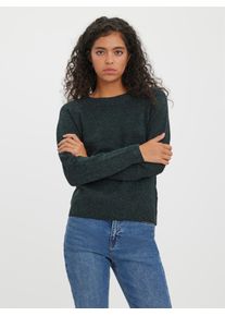 V&eacute;ro Moda Rundhalspullover VERO MODA "VMDOFFY LS O-NECK BLOUSE GA NOOS", Damen, Gr. XS, pine grove melange, Strick, Obermaterial: 94% Polyester, 3% Elasthan, 3% Nylon, meliert, regular fit normal, Rundhals, Rippb&uuml;ndchen, Pullover Rundhalspullover, Materialmix, regular fit