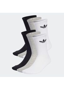 Sportsocken adidas originals "TREFOIL CUSHION CREW, 6 PAAR", Herren, Gr. S (37/39), schwarz-wei&szlig; (schwarz, wei&szlig;, medium grau heather), Obermaterial: 65% Baumwolle, 31% Polyester, 3% Elasthan, 1% sonstige Fasern, Socken Sportsocken, f&uuml;r Laufen, 6er-Pack, mit Trefoil Logo, wadenlang