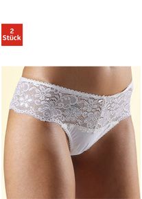 String Nuance, Damen, Gr. 32/34, 2 Stk., beige (2xcreme), Spitze, Obermaterial: 85% Polyamid, 15% Elasthan, k&ouml;rpernah, Unterhosen String, Dessous mit breitem Spitzenband, Topseller
