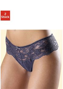 String Nuance, Damen, Gr. 44/46, 2 Stk., blau (2xblaugrau), Spitze, Obermaterial: 85% Polyamid, 15% Elasthan, k&ouml;rpernah, Unterhosen String, Dessous mit breitem Spitzenband, Topseller