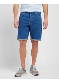 Jeansshorts Lee "5 POCKET SHORT", Herren, Gr. 30, N-Gr, blau (lazy river), Denim/Jeans, Obermaterial: 95% Baumwolle, 3% Elastomultiester, 2% Elasthan, regular fit kniefrei, Jeans Jeansshorts, Sommerhose