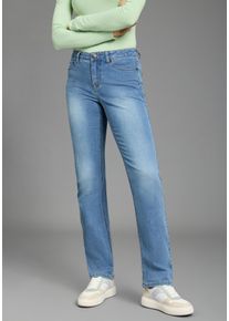 Gerade Jeans Arizona, Damen, Gr. 46, N-Gr, blau used, Denim/Jeans, Obermaterial: 79% Baumwolle, 19% Polyester, 2% Elasthan, unifarben, normal, Jeans Gerade Jeans, gerade geschnitten, normale Passform, hohe Leibh&ouml;he