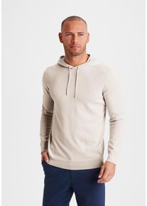 H.I.S. Hoodie H.I.S "Strickpullover mit Kapuze", Herren, Gr. XL (56/58), beige, Feinstrick, Obermaterial: 60% Baumwolle, 40% Polyester, unifarben, regular fit normal, Rundhals, Strickb&uuml;ndchen, Sweatshirts Hoodie, Feinstrick aus pflegeleichter Baumwollmischung
