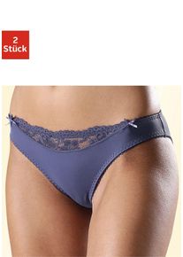 Slip Nuance, Damen, Gr. 32/34, 2 Stk., 2xblaugrau, Microfaser, Obermaterial: 85% Polyamid, 15% Elasthan, k&ouml;rpernah, Unterhosen Slip, mit Spitzeneinsatz vorne, Topseller