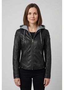 Lederjacke Mauritius "MWAmmy", Damen, Gr. XXXL(46), schwarz, Obermaterial: 100% Schafsleder. Futter: 100% Polyester. Kapuze: 55% Baumwolle, 45% Polyester. &Auml;rmelfutter: 100% Polyester, unifarben, regular fit h&uuml;ftlang, abgesteppte Kante, Jacken Lederjacke, mit abnehmbarer Kapuze, Topseller