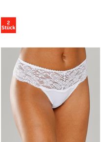 String Nuance, Damen, Gr. 40/42, 2 Stk., wei&szlig; (2xwei&szlig;), Spitze, Obermaterial: 85% Polyamid, 15% Elasthan, k&ouml;rpernah, Unterhosen String, Dessous mit breitem Spitzenband, Topseller