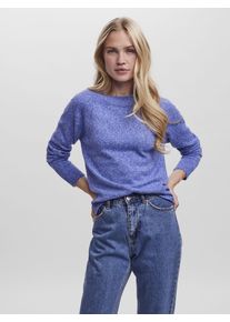 V&eacute;ro Moda Rundhalspullover VERO MODA "VMDOFFY LS O-NECK BLOUSE GA NOOS", Damen, Gr. XS, surf the web detail:melange, Strick, Obermaterial: 94% Polyester, 3% Elasthan, 3% Nylon, meliert, regular fit normal, Rundhals, Rippb&uuml;ndchen, Pullover Rundhalspullover, Materialmix, regular fit
