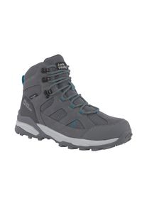 Wanderschuh Jack Wolfskin "TRAIL HIKER TEXAPORE MID W", Damen, Gr. 37,5, grau (grau, blau), Leder, Textil, Schuhe Wanderschuh, wasserdicht, Trekkingschuh