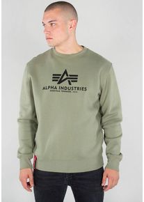Sweatshirt Alpha Industries "Basic Sweater", Herren, Gr. L, gr&uuml;n (olive), angeraute Sweatware, Obermaterial: 80% Baumwolle, 20% Polyester, bedruckt, normal normal, Rundhals, Rippb&uuml;ndchen, Sweatshirts Sweatshirt, Baumwollmischung, regular fit