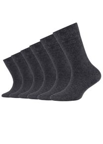 Socken Camano "ca-soft", M&auml;dchen, Gr. 39-42, grau (anthrazit), Baumwolle, Elasthan, Polyamid, meliert, normal, Socken Socken, mit Komfortbund und gepolsterten Zehen-/Fersenbereich