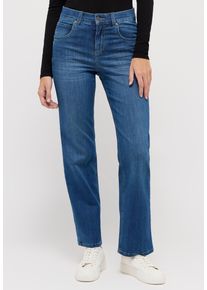 Stretch-Jeans Angels "LARA", Damen, Gr. 48, L&auml;nge 28, blau (mid blau used), Denim/Jeans, Obermaterial: 92% Baumwolle, 6% Polyester, 2% Elasthan, weit lang, Jeans Stretch-Jeans, weite Passform, aus Baumwollmischung, mit Metallrei&szlig;verschluss, Topseller