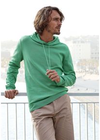 H.I.S. Hoodie H.I.S "Strickpullover mit Kapuze", Herren, Gr. M (48/50), gr&uuml;n, Feinstrick, Obermaterial: 60% Baumwolle, 40% Polyester, unifarben, regular fit normal, Rundhals, Strickb&uuml;ndchen, Sweatshirts Hoodie, Feinstrick aus pflegeleichter Baumwollmischung