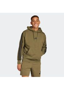 Kapuzensweatshirt adidas Sportswear "ESSENTIALS 3-STREIFEN HOODIE", Herren, Gr. S, gr&uuml;n (olive strata, schwarz), Obermaterial: 55% Baumwolle, 36% Polyester, 9% Viskose, angesetztes B&uuml;ndchen, Sweatshirts Kapuzensweatshirt