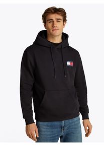 Sweatshirt Tommy Jeans "TJM REG ESSENTIAL FLAG HOOD EXT", Herren, Gr. XL, schwarz, Sweatware, Obermaterial: 100% Baumwolle, unifarben, regular fit, breiter Bund, Sweatshirts Sweatshirt, mit bedruckten Markenlogo auf Brusth&ouml;he