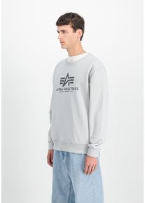 Sweatshirt Alpha Industries "Basic Sweater", Herren, Gr. S, grau (pastel grau), angeraute Sweatware, Obermaterial: 100% Baumwolle, bedruckt, normal normal, Rundhals, Rippb&uuml;ndchen, Sweatshirts Sweatshirt, Baumwollmischung, regular fit