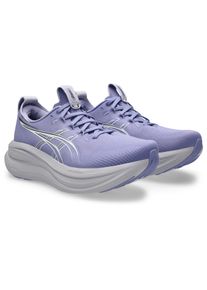 Laufschuh asics "GEL-NIMBUS 28", Damen, Gr. 43,5, blaubell, wei&szlig;, Synthetik, Schuhe Laufschuh, f&uuml;r Erwachsene, mit leicht profiliertem Laufsohlenprofil