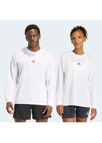 Laufshirt adidas Performance "RUN HARD GRAPHIC LONGSLEEVE", Damen, Gr. XL, wei&szlig;, Obermaterial: 65% Polyester, 35% Baumwolle, Shirts Laufshirt