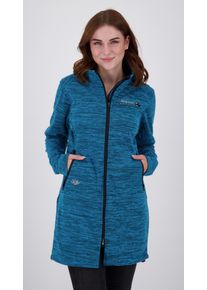 Strickfleecejacke DEPROC Active "ELMSDALE LONG WOMEN", Damen, Gr. 44L, blau, 100% Polyester, mit verstellbarem Klettverschluss, Jacken Strickfleecejacke, auch in Gro&szlig;en Gr&ouml;&szlig;en erh&auml;ltlich