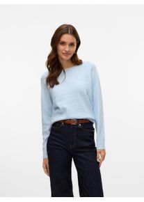 V&eacute;ro Moda Rundhalspullover VERO MODA "VMDOFFY LS O-NECK BLOUSE GA NOOS", Damen, Gr. XL, blau (cashmere blau detail:melange), Strick, Obermaterial: 94% Polyester, 3% Elasthan, 3% Nylon, meliert, regular fit normal, Rundhals, Rippb&uuml;ndchen, Pullover Rundhalspullover, Materialmix, regular fit