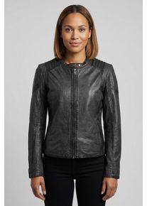 Lederjacke Mauritius "MWGionna", Damen, Gr. XXXL(46), anthrazit, Obermaterial: 100% Schafsleder. Futter: 100% Baumwolle. &Auml;rmelfutter: 100% Polyester, unifarben, regular fit h&uuml;ftlang, abgesteppte Kante, Jacken Lederjacke, mit Bikerkragen