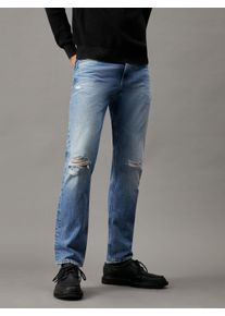 Straight-Jeans Calvin Klein Jeans "AUTHENTIC STRAIGHT", Herren, Gr. 33, L&auml;nge 34, blau (denim medium), Denim/Jeans, Obermaterial: 91% Baumwolle, 7% Polyester, 2% Elasthan, unifarben, straight fit, Jeans Straight-Jeans, in klassischer 5-Pocket-Form