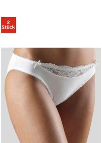 Slip Nuance, Damen, Gr. 32/34, 2 Stk., beige (2xcreme), Microfaser, Obermaterial: 85% Polyamid, 15% Elasthan, k&ouml;rpernah, Unterhosen Slip, mit Spitzeneinsatz vorne, Topseller