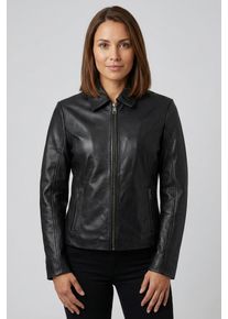 Lederjacke Mauritius "MWLoana", Damen, Gr. XXXL(46), schwarz, Obermaterial: 100% Schafsleder. Futter: 100% Baumwolle. &Auml;rmelfutter: 100% Polyester, unifarben, regular fit h&uuml;ftlang, mit Schlitz, Jacken Lederjacke, Bikerjacke mit Umlegekragen