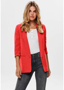 Kurzblazer Only "ONLELLY 3/4 LIFE BLAZER TLR NOOS", Damen, Gr. 36S, gr&uuml;n (high risk rot), Web, Obermaterial: 95% Polyester, 5% Elasthan, unifarben, sehr figurbetont normal, Blazer Kurzblazer, Materialmix, regular fit, Topseller