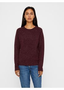 V&eacute;ro Moda Rundhalspullover VERO MODA "VMDOFFY LS O-NECK BLOUSE GA NOOS", Damen, Gr. XS, winetasting detail:melange, Strick, Obermaterial: 94% Polyester, 3% Elasthan, 3% Nylon, meliert, regular fit normal, Rundhals, Rippb&uuml;ndchen, Pullover Rundhalspullover, Materialmix, regular fit