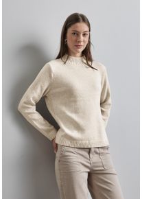 Strickpullover Street One, Damen, Gr. 44, wei&szlig; (cream wei&szlig; melange), Strick, Obermaterial: 37% Polyacryl, 29% Baumwolle, 29% Polyester, 5% Nylon, meliert, regular fit taillenbedeckt, ohne Ausschnitt, Rippb&uuml;ndchen, Pullover Strickpullover, mit Rippb&uuml;ndchen