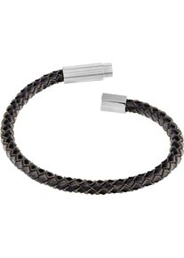 Lederarmband Calvin Klein "Schmuck Edelstahl Armband INDUSTRIAL FACETS", schwarz (edelstahlfarben, schwarz), Armb&auml;nder, Damen, 185cm, Edelstahl Leder, Edelstahl, Leder, Lederarmband