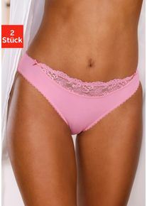 Slip Nuance, Damen, Gr. 40/42, 2 Stk., pink (2x pink), Microfaser, Obermaterial: 85% Polyamid, 15% Elasthan, k&ouml;rpernah, Unterhosen Slip, mit Spitzeneinsatz vorne