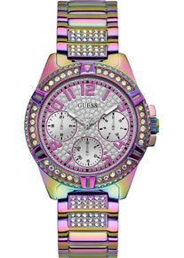 Multifunktionsuhr Guess "LADY FRONTIER", bunt (lila), Armbanduhren, Damen, Multifunktionsuhr, Armbanduhr, Quarzuhr, Damenuhr