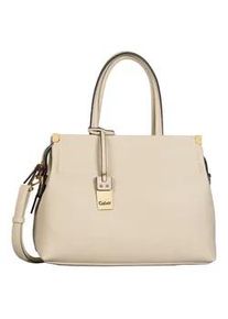Shopper Gabor "Gela", Damen, Gr. B/H/T: 35cm x 24cm x 13,5cm, beige, Polyurethan, Polyurethan (PU), clean, gepflegt, unifarben, Taschen Shopper, genarbtes Lederimitat mit schm&uuml;ckenden Metallecken, hochwertiges Logo