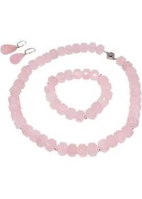 Schmuckset Firetti "Multipack Schmuck Geschenk Messing Ohrringe Armband Kette Edelsteine", bunt (silberfarben, rosa, rosa, silberfarben), Schmuck_Sets, Damen, Messing, Silber 925 (Sterlingsilber), Silikon, Schmuckset, Made in Germany - mit H&auml;matit, Rosenquarz