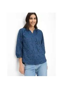 Shirtbluse Brax "Style VELIA", Damen, Gr. 36, blau, Web, 100% Baumwolle, V-Ausschnitt, Blusen