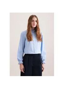 R&uuml;schenbluse Seidensticker, Damen, Gr. XL (42), hellblau, 76% Baumwolle, 22% Polyamid, 2% Elasthan, gestreift, regular fit, Blusen, 1/1 Stehkragen Gestreift