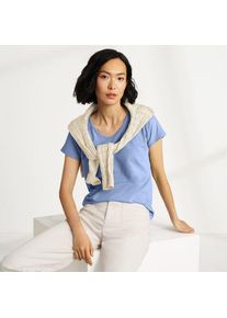 LANDS' END Shirt aus Baumwolle/Modal-Mix mit Ballett-Ausschnitt, Damen,  Blau, Baumwolle Modal, by Lands' End