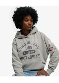 Superdry Damen Baumwolle Logo Druck Essentials Kapuzenpullover in Lockerer Passform, Grau - Gr&ouml;&szlig;e: 44 210262250184507Q025