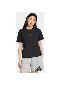 T-Shirt Adidas SPORTSWEAR "ESSENTIALS SMALL LOGO COTTON", Damen, Gr. M, schwarz-wei&szlig; (schwarz, wei&szlig;), Obermaterial: 100% Baumwolle, normal, Rundhals, Shirts T-Shirt, Basic Design, Rundhalsausschnitt, mit kleinem 3-Streifen Logo