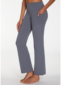 active by Lascana Jazzpants LASCANA ACTIVE, Damen, Gr. 44/46, N-Gr, grau (grau blau), Obermaterial: 95% Baumwolle, 5% Elasthan, unifarben, Basic, k&ouml;rpernah lang, Hosen Jazzpants, mit Handytasche, Loungewear, Topseller